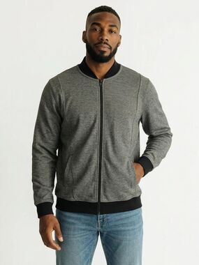 Alfani Gray Men's Cotton Knit Jacket with Brand Label XL